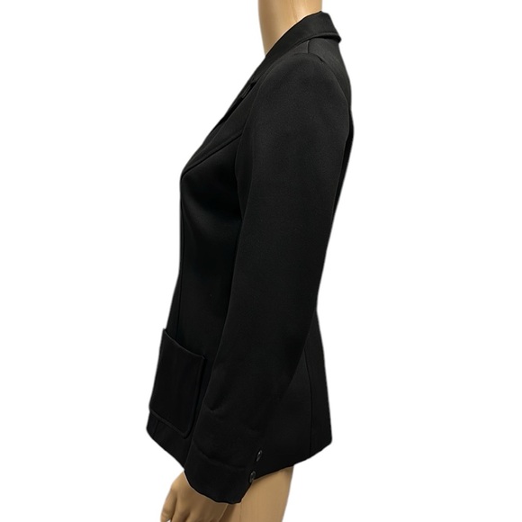BCBGMaxazria Black 3 Button Slim Fit Shoulder Pad Pocket Blazer Jacket Womens 4 - Picture 3 of 15